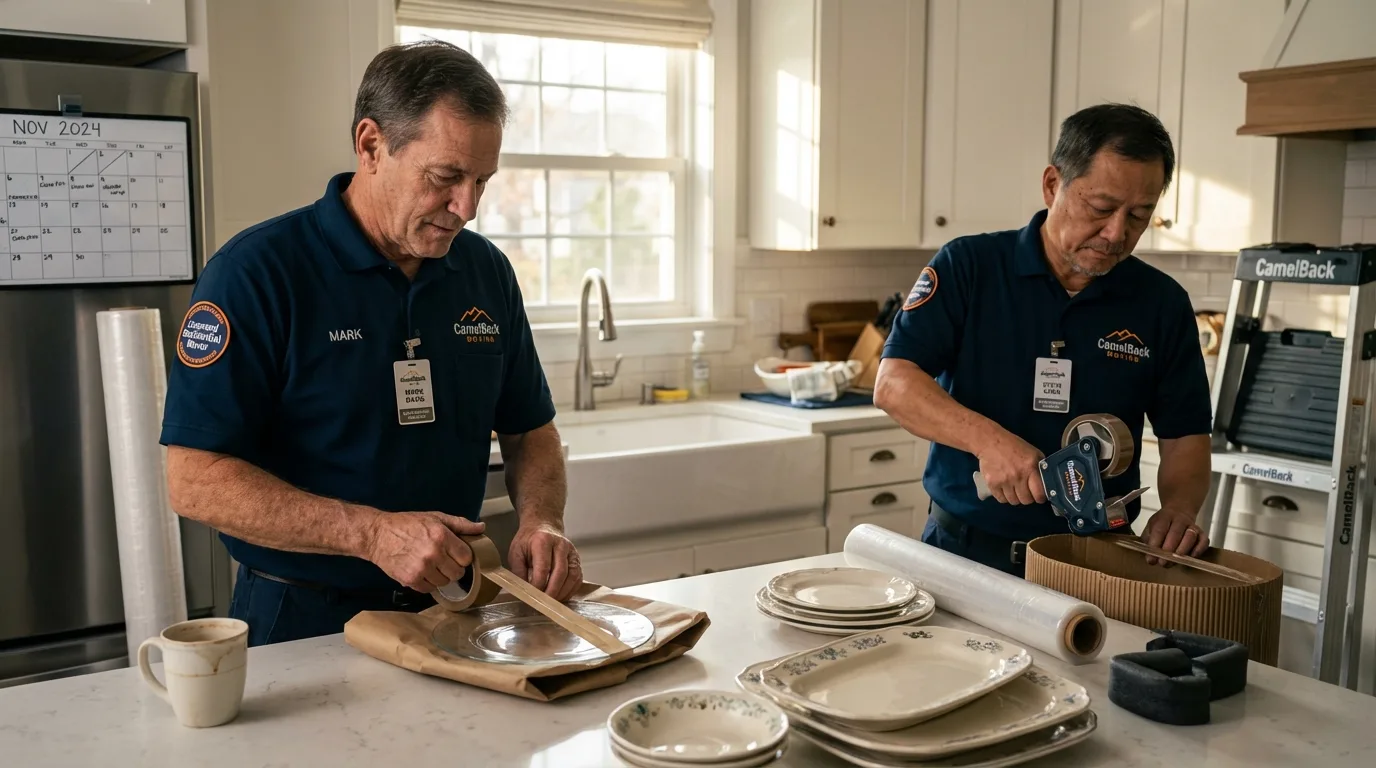 Professional crew packing kitchen dishware in Sedona, AZ