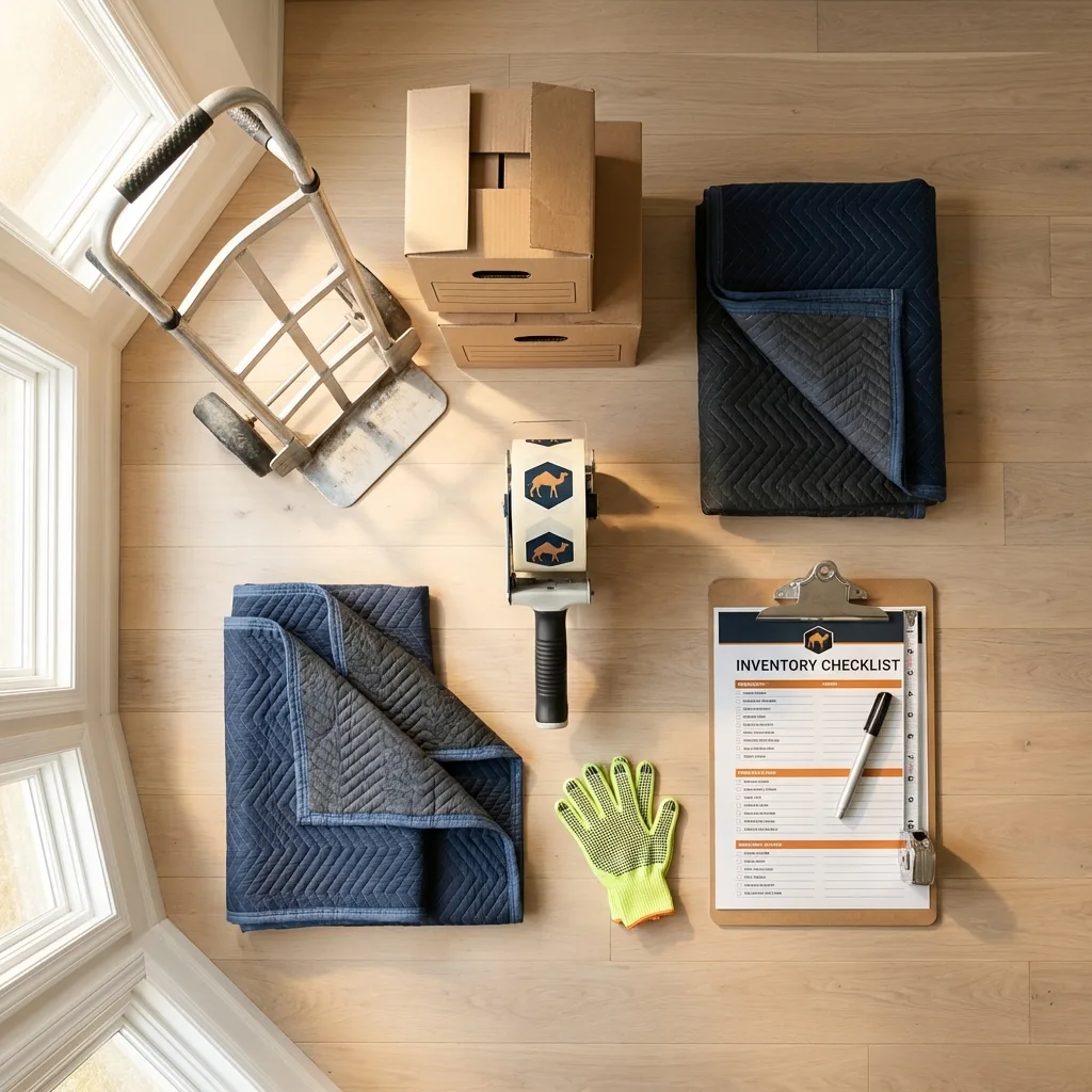 Professional moving supplies and packing materials layout for Sedona residential relocations